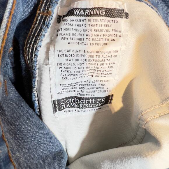 Carhartt FR Denim Jeans Men's 34w x 32L Flame Resistant FRB13 DNM Blue Utility - Picture 14 of 16